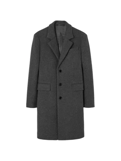Burberry Single-breated Wool Coat In Gray