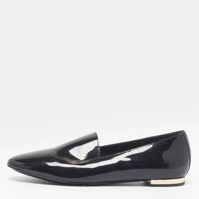 Pre-owned Burberry Size 35 Black Patent Leather Smoking Slippers
