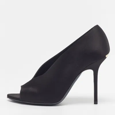 Pre-owned Burberry Size 36 Black Satin Peep Toe Pumps