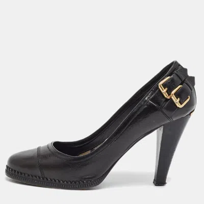 Pre-owned Burberry Size 38 Black Leather Pumps