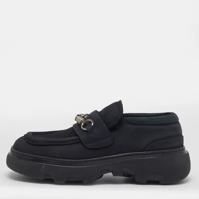Pre-owned Burberry Size 38.5 Black Nubuck Leather Loafers