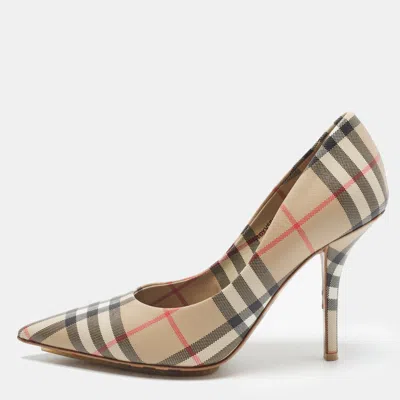 Pre-owned Burberry Size 39 Beige Vintage Check Leather Pointed Toe Pumps