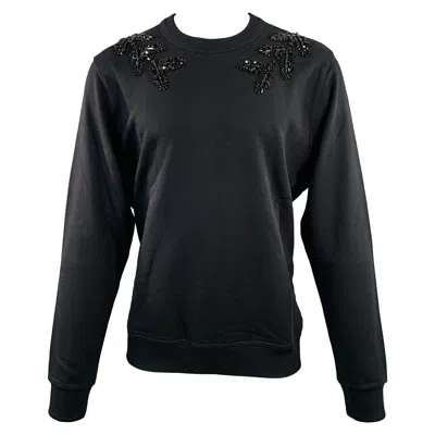 Pre-owned Burberry Size M Black Crystal Embellishment Cotton Crew Neck Sweatshirt