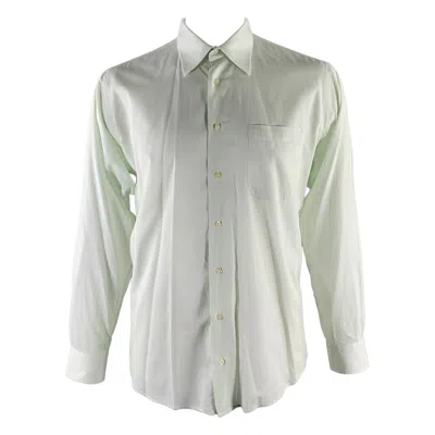 Pre-owned Burberry Size Xl Green Mint Stripe Cotton Pointed Collar Long Sleeve Shirt