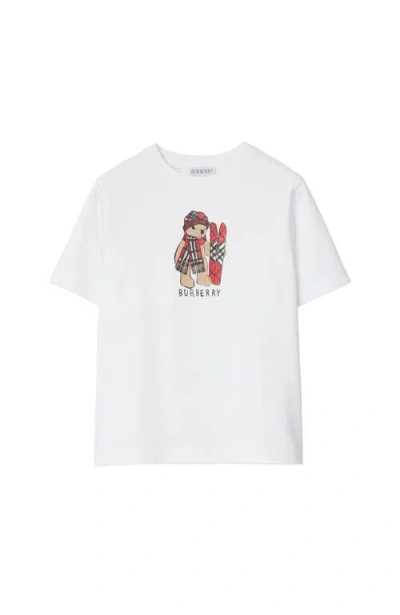 Burberry Kids'  Ski Bear Cotton T-shirt In White