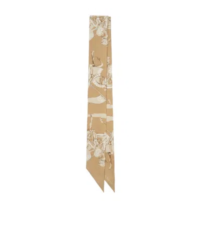Burberry Skinny Archive Knight Silk Scarf In Neutral