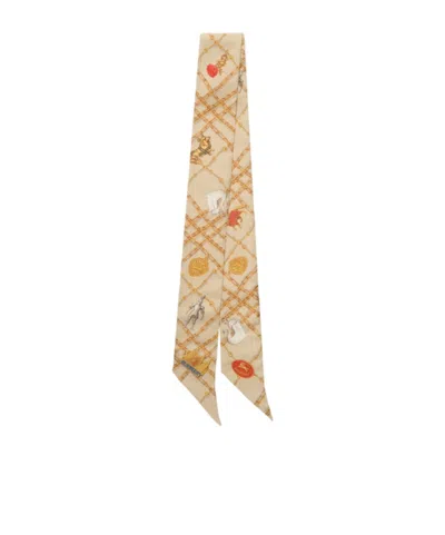Burberry Skinny Check Charm Silk Scarf In Neutral
