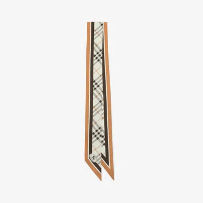 Burberry Skinny Check Knight Stamp Silk Scarf In Multi