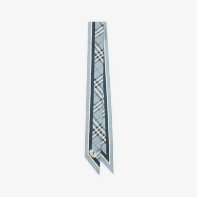 Burberry Skinny Check Silk Scarf In Blue