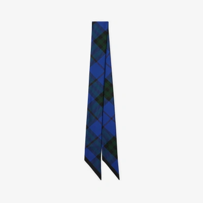 Burberry Skinny Check Silk Scarf In Knight