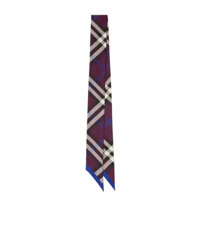 Burberry Skinny Check Silk Scarf In Multicolor
