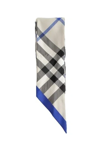 Burberry Skinny Check Silk Scarf In Neutrals