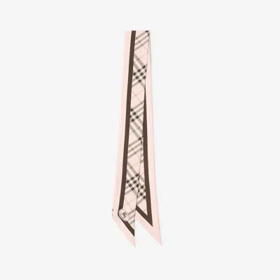Burberry Skinny Check Silk Scarf In Pink