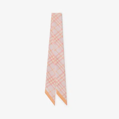 Burberry Checked Silk Scarf In Sugar/hume