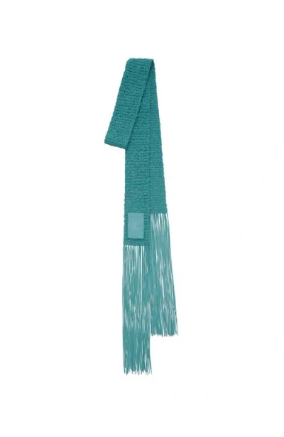 Burberry Skinny Crochet Leather Scarf In Blue