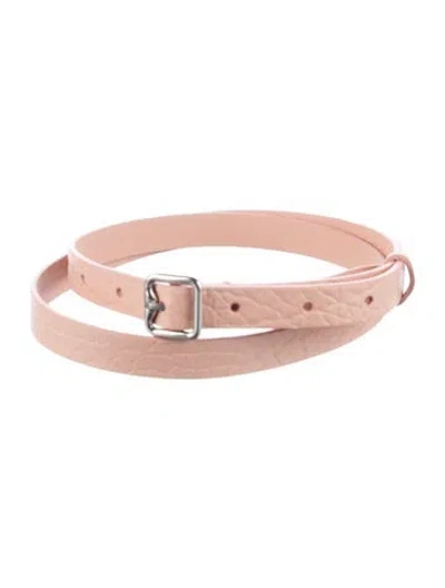 Pre-owned Burberry Skinny Embossed Leather Belt W/ Tags In Pink