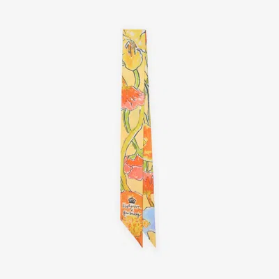 Burberry Skinny Highgrove Cascading Flowers Silk Scarf