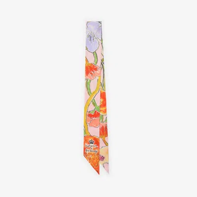 Burberry Skinny Highgrove Cascading Flowers Silk Scarf