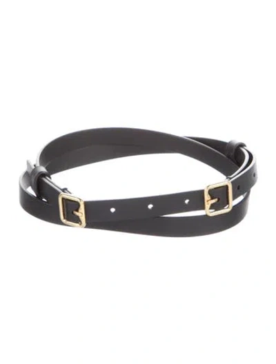 Pre-owned Burberry Skinny Leather Belt In Black