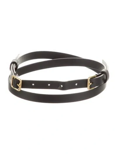 Pre-owned Burberry Skinny Leather Belt In Black