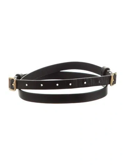 Pre-owned Burberry Skinny Leather Belt In Black