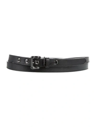 Pre-owned Burberry Skinny Leather Belt In Black