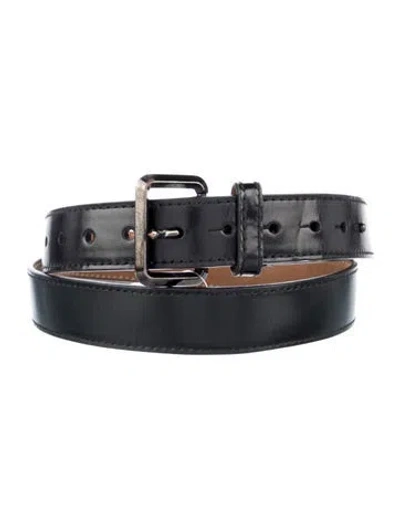 Pre-owned Burberry Skinny Leather Belt In Black