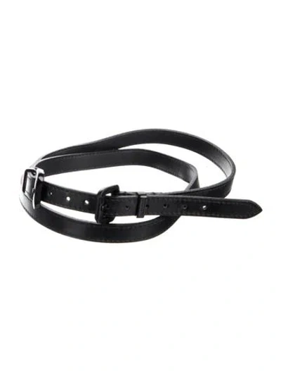 Pre-owned Burberry Skinny Leather Belt In Black