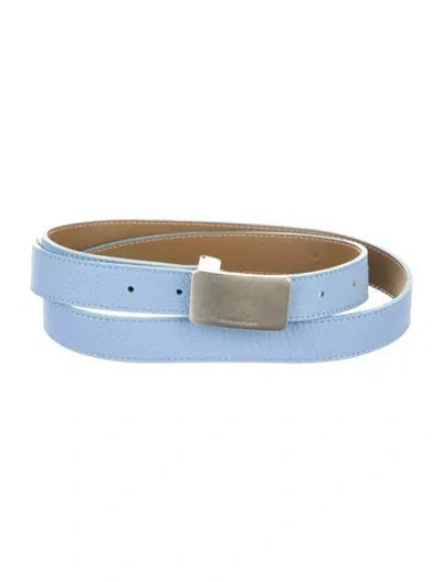 Pre-owned Burberry Skinny Leather Belt In Blue