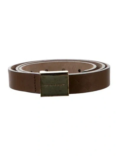 Pre-owned Burberry Skinny Leather Belt In Brown