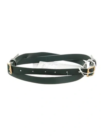 Pre-owned Burberry Skinny Leather Belt In Green