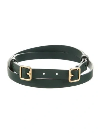 Pre-owned Burberry Skinny Leather Belt In Green