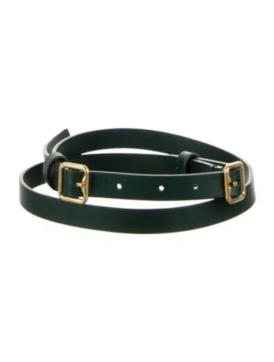 Pre-owned Burberry Skinny Leather Belt In Green