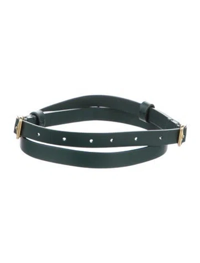 Pre-owned Burberry Skinny Leather Belt In Green