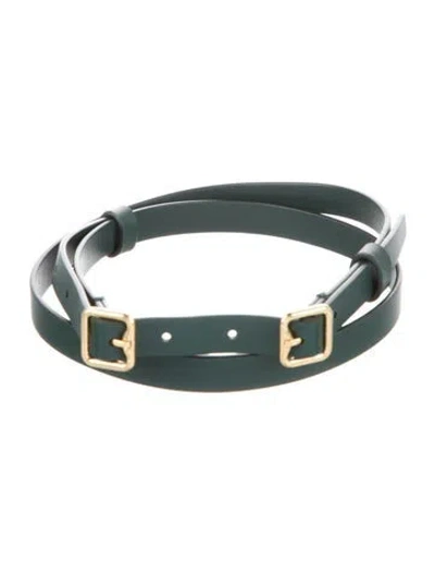Pre-owned Burberry Skinny Leather Belt In Green