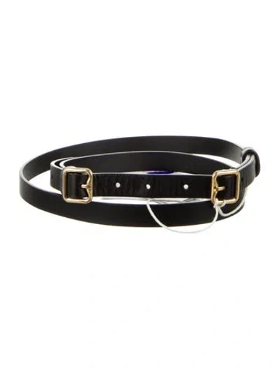 Pre-owned Burberry Skinny Leather Belt W/ Tags In Black