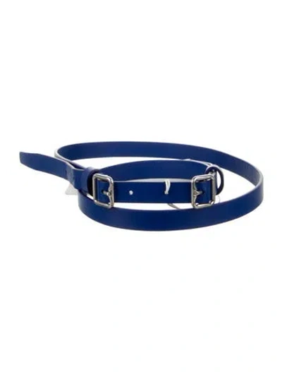 Pre-owned Burberry Skinny Leather Belt W/ Tags In Blue