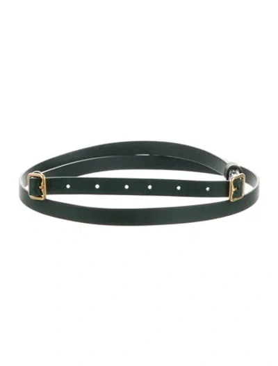 Pre-owned Burberry Skinny Leather Belt W/ Tags In Green