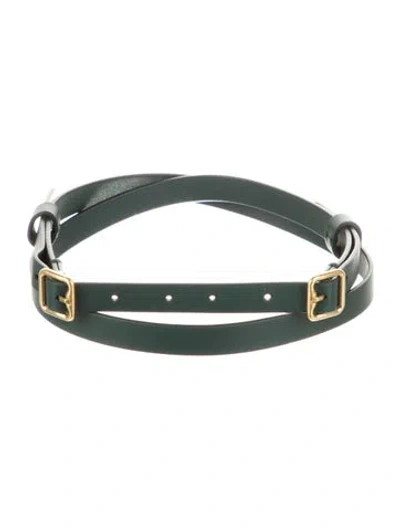 Pre-owned Burberry Skinny Leather Waist Belt In Green