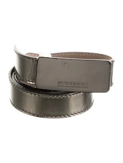 Pre-owned Burberry Skinny Leather Waist Belt In Metallic