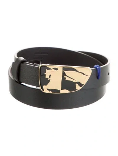 Pre-owned Burberry Skinny Leather Waist Belt W/ Tags In Black