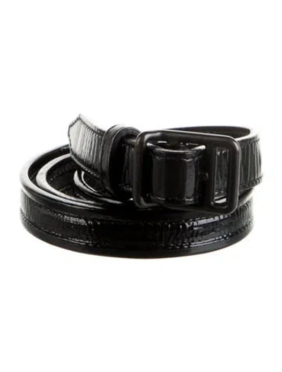 Pre-owned Burberry Skinny Patent Leather Belt In Black
