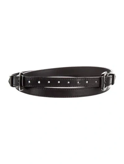 Pre-owned Burberry Skinny Patent Leather Belt In Black