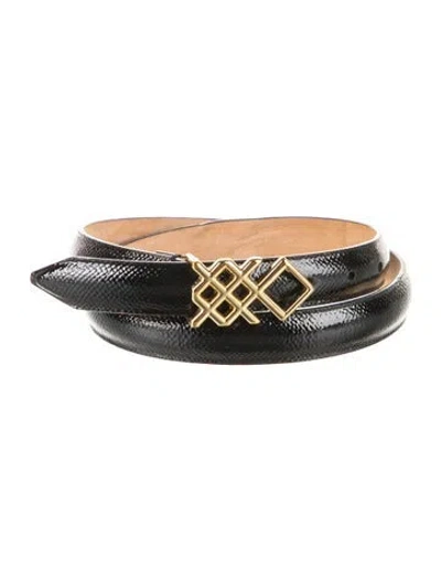 Pre-owned Burberry Skinny Patent Leather Belt Kit In Black