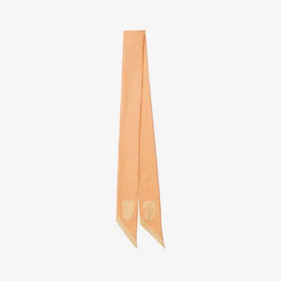 Burberry Skinny Reversible B Shield Silk Scarf In Pink