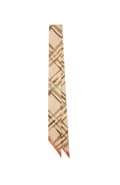 Burberry Skinny Reversible Check Silk Scarf In Teacup