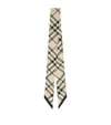 Burberry Skinny Silk Check Scarf In Sand