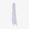 Burberry Skinny Watercolour Check Silk Scarf In Purple