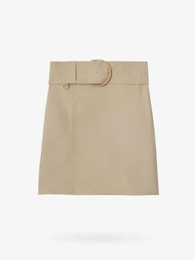Burberry Belted Midi Skirt In Oat