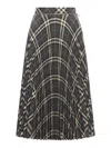 Burberry Long Multicolor Pleated Skirt With Check Motif In Wool Blend Woman In Beige